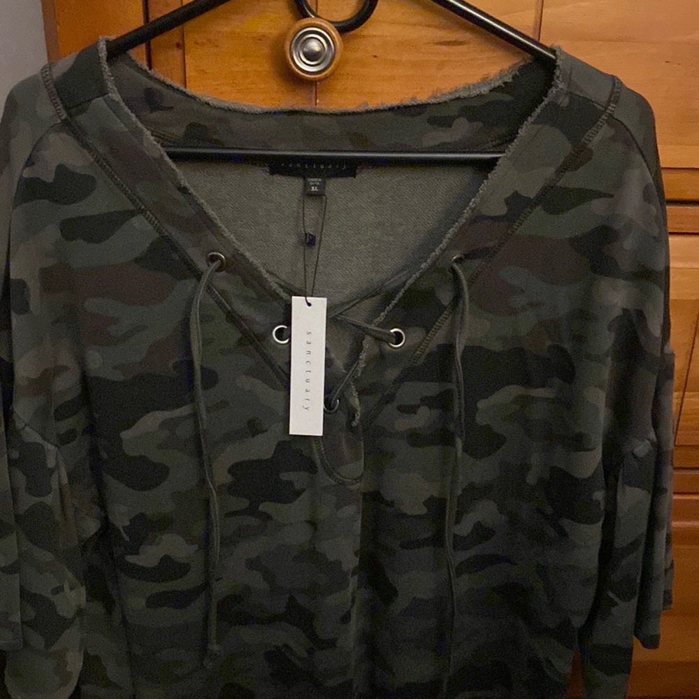 Camo Cotton Dress with bell sleeves